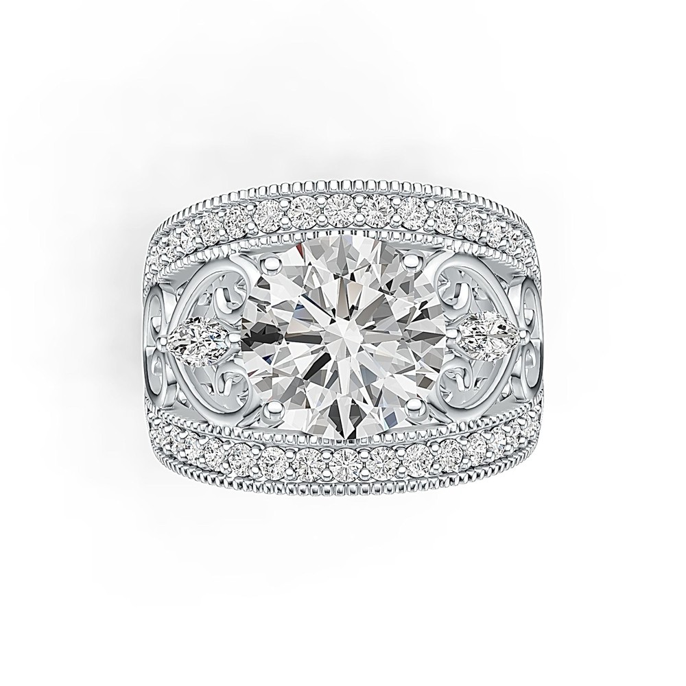 Sterling Silver Semi Mount Ring Setting Round RD 10x10mm