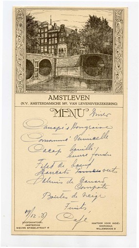 Papandayan Hotel Menu Garut Java Indonesia Anstleven Amsterdam 1937 Salak Sawo