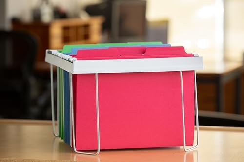 Adjustable Hanging File Folder Frames, 13” W x Letter White and Silver Frame