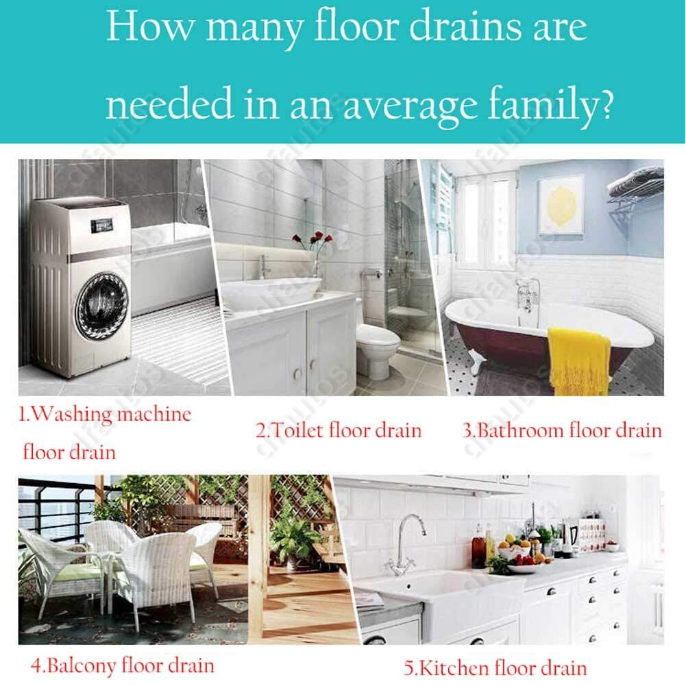 Square Shower Floor Drain 6-Inch Tiled Insert Grate Strainer