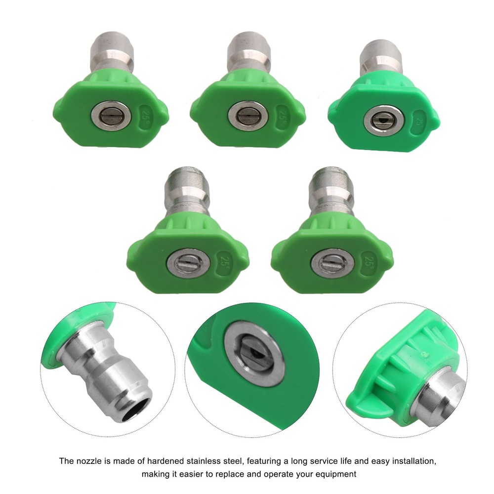 5PCS Pressure Washer Spray Nozzle Tips Multiple Degrees (25 Degrees) Stainles...
