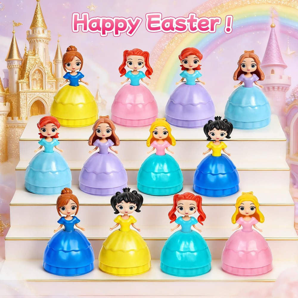 12 PCS Princess Prefilled Easter Eggs Easter Basket Stuffer Hunting Egg for K...