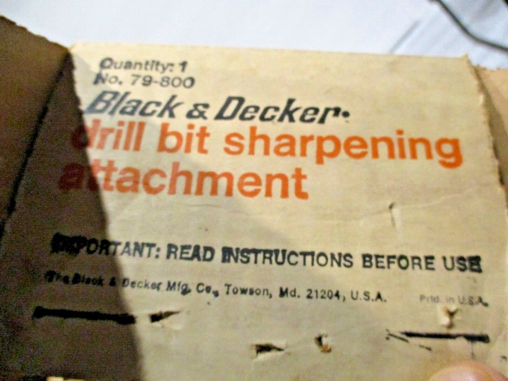 Vintage Black & Decker Drill Bit Sharpener attachment Model 79-800