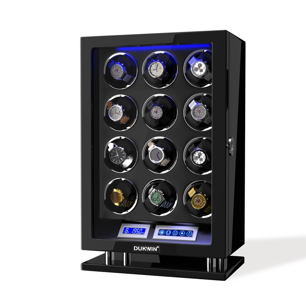 Automatic 12 Watch Winder LED LCD Touch Screen Display Storage Case Box Gift