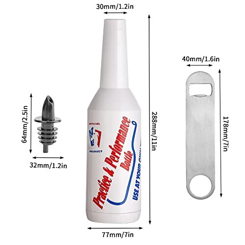 3-Pack Bartender Flair Practice Bottles 25oz White Decorative Training Bottles