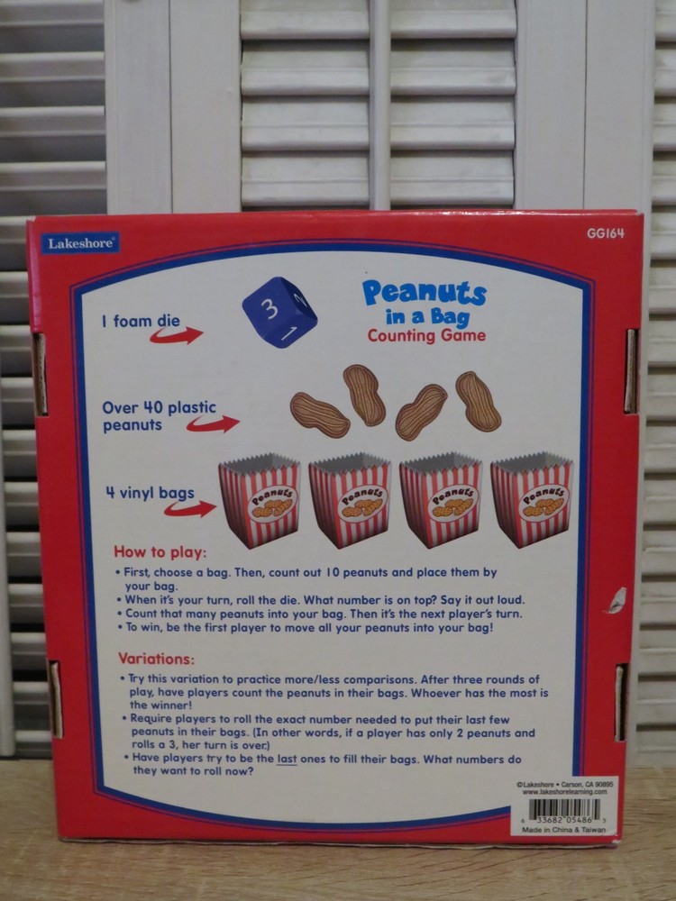 Lakeshore PEANUTS IN A BAG Counting Game ~ Math ~ Educational ~ Fun
