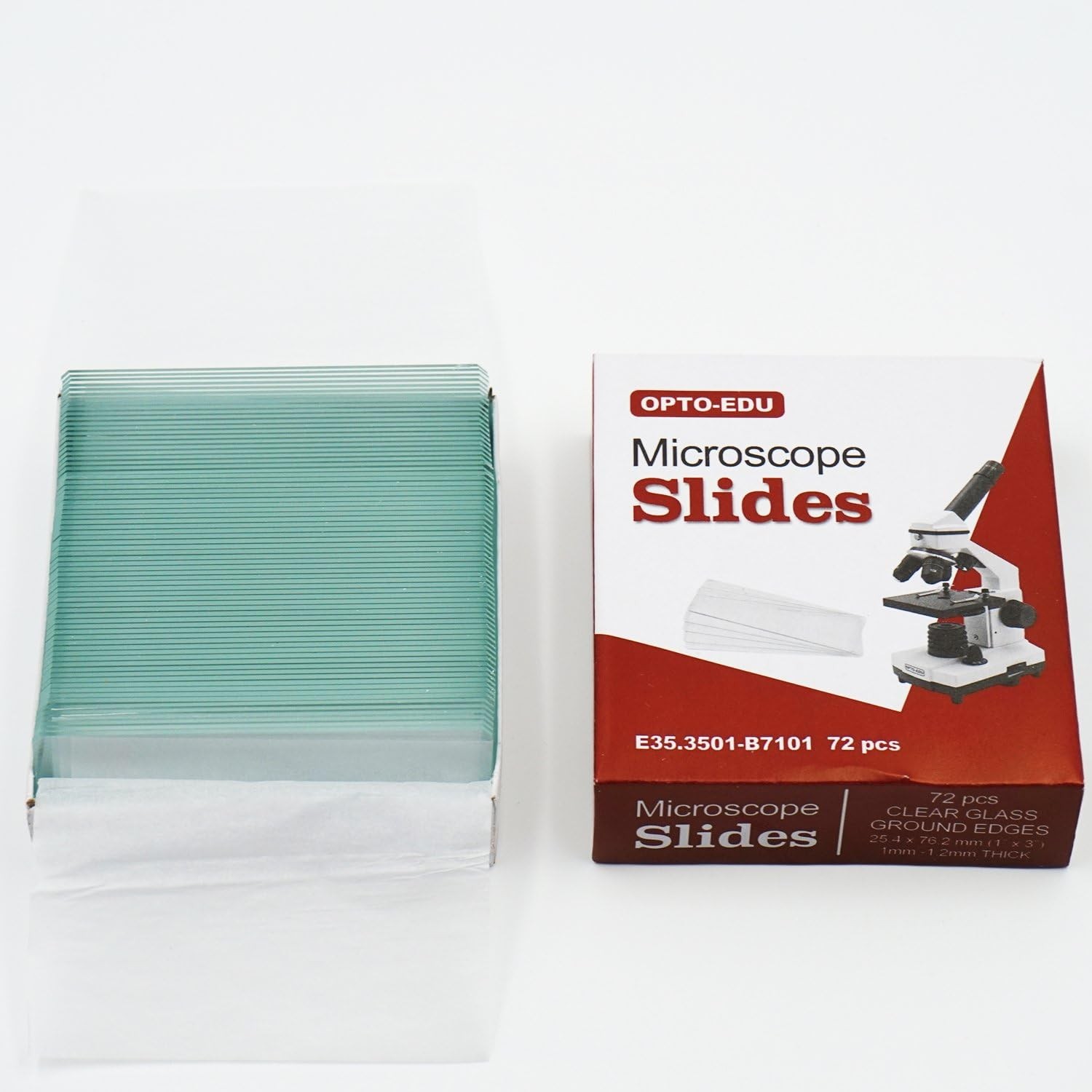 E35.3501 Blank Microscope Slides & 100-Pieces Square Cover Glass, Glass
