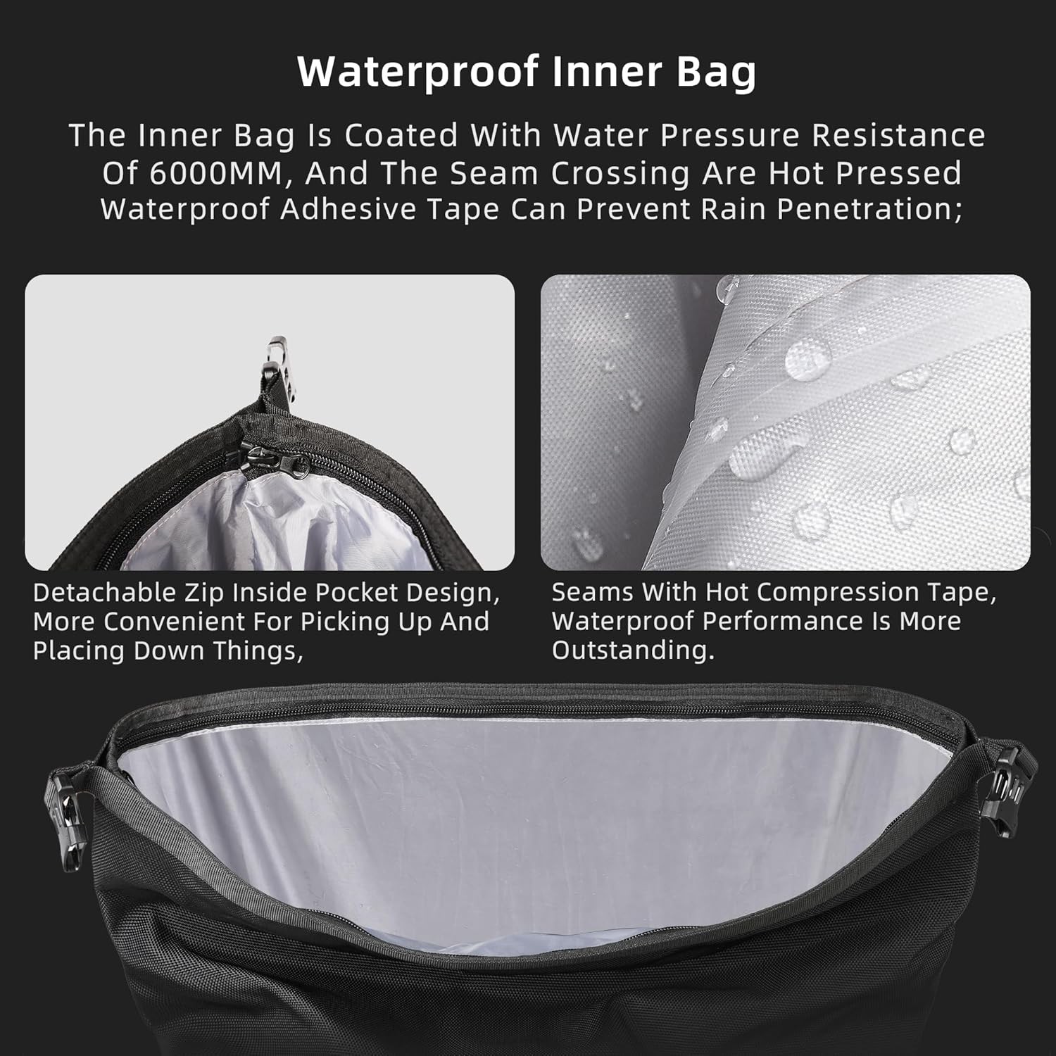 Motorcycle Saddlebags Waterproof 25L Rhinowalk Saddle Bag Quick 25L, Black25L