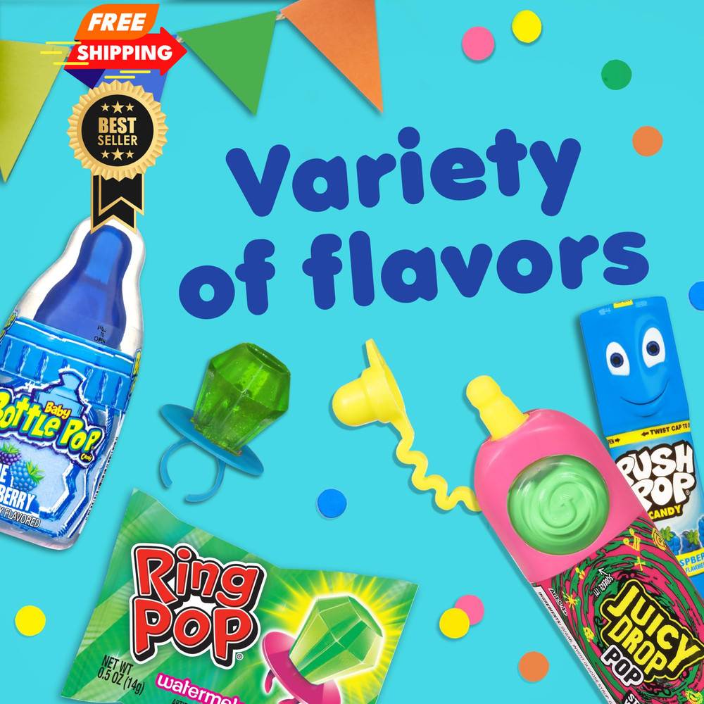 Candy Variety Pack, 18 Count Assorted Lollipops, Bulk 18 Count, Blue