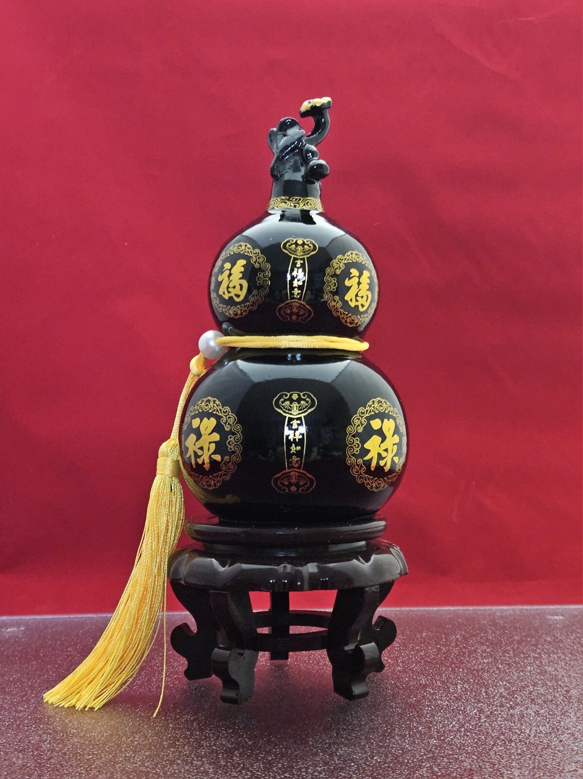 Natural Dark Jade Mount Taishan Gourd Feng Shui Good Luck Ornament Healing 3+LB