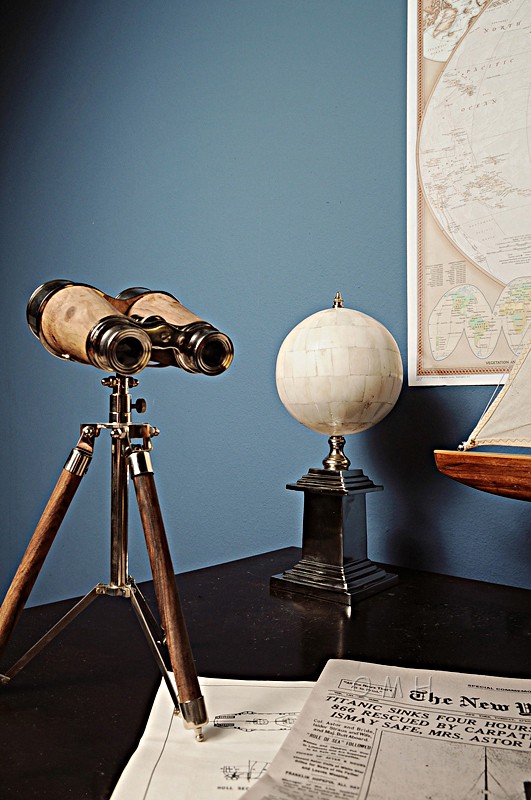 Bone Globe With Aluminum Base Home Decor