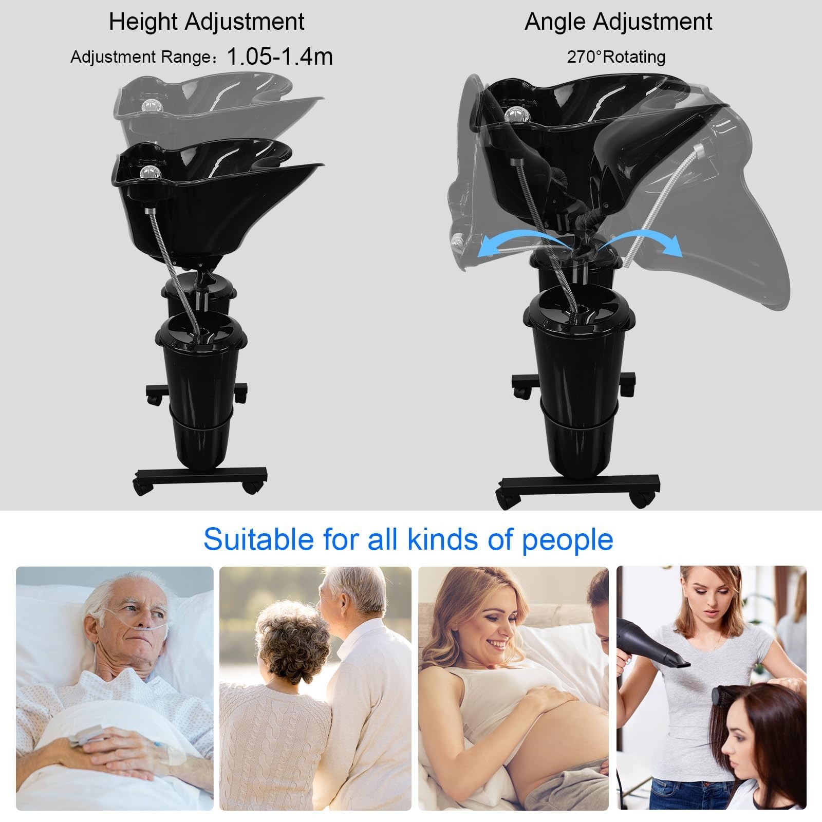 Hairdressing Shampoo Bowl Portable Salon Mobile Hair Washing Backwash Basin Sink