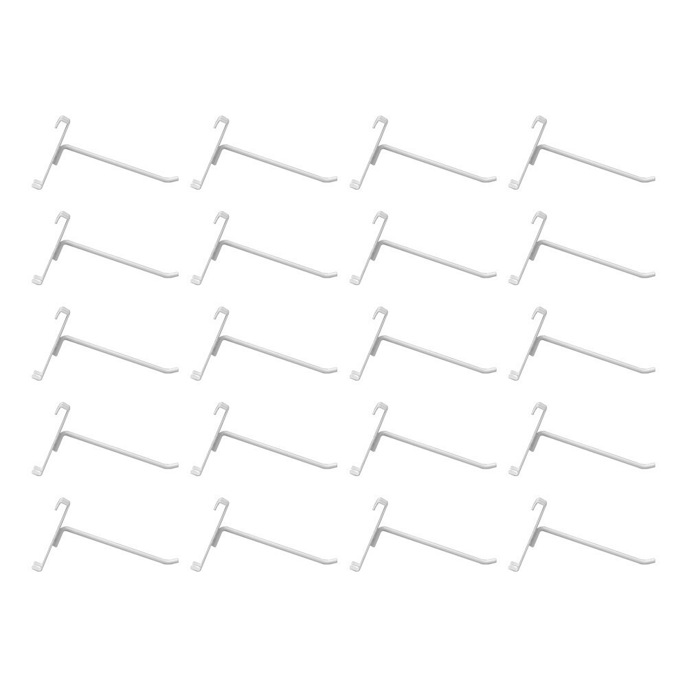 20 Pc GLOSS WHITE 6" Long Gridwall Hooks Grid Panel Display Wire Metal Hanger