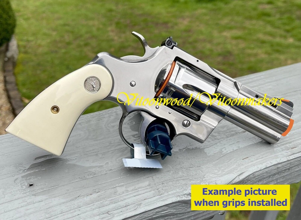 FAUX IVORY GRIPS FOR COLT PYTHON I, E FRAME & OFFICIAL POLICE NICE # Silver Med