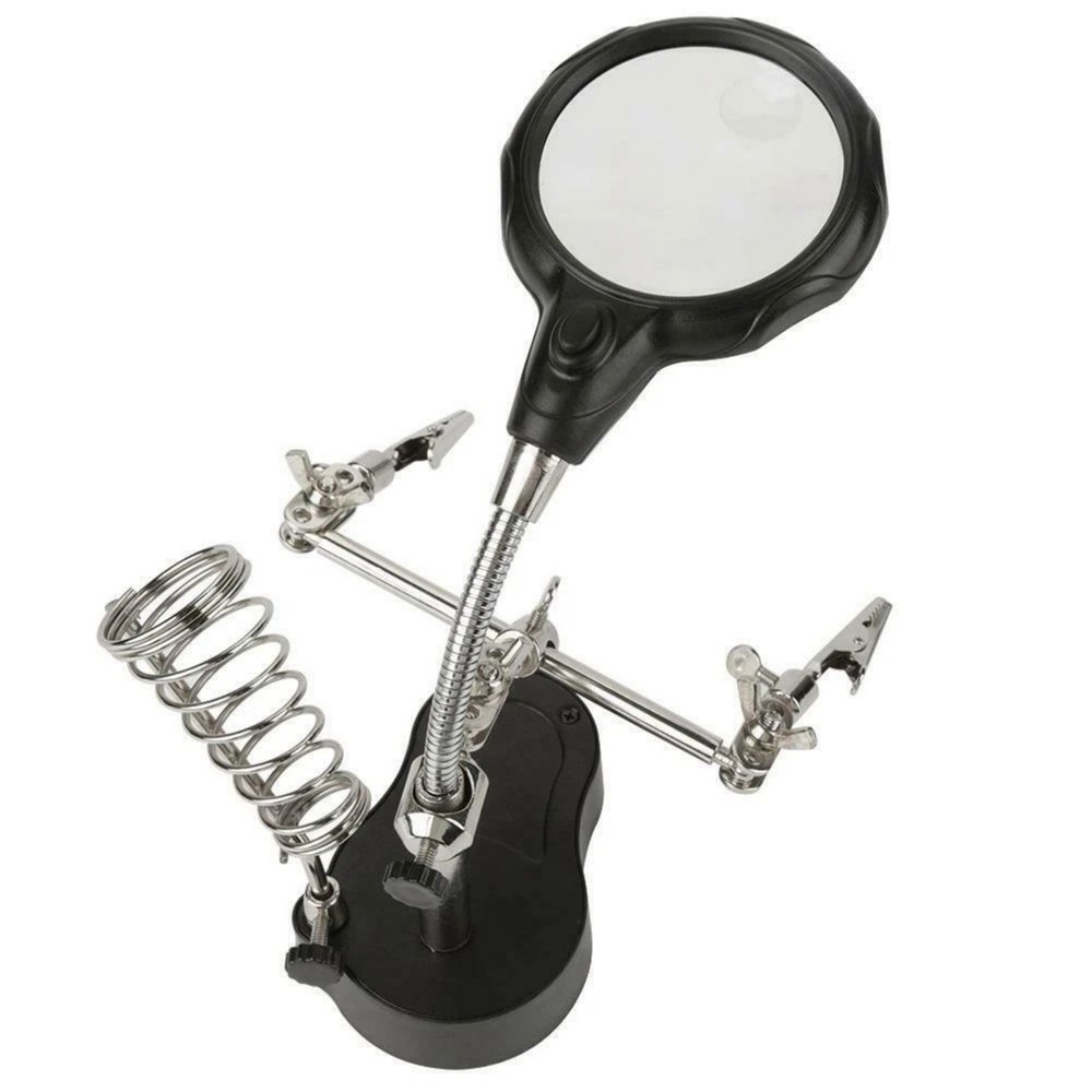 Adjustable Crocodile Clips Soldering Stand with Magnifier&LED for Precision Work