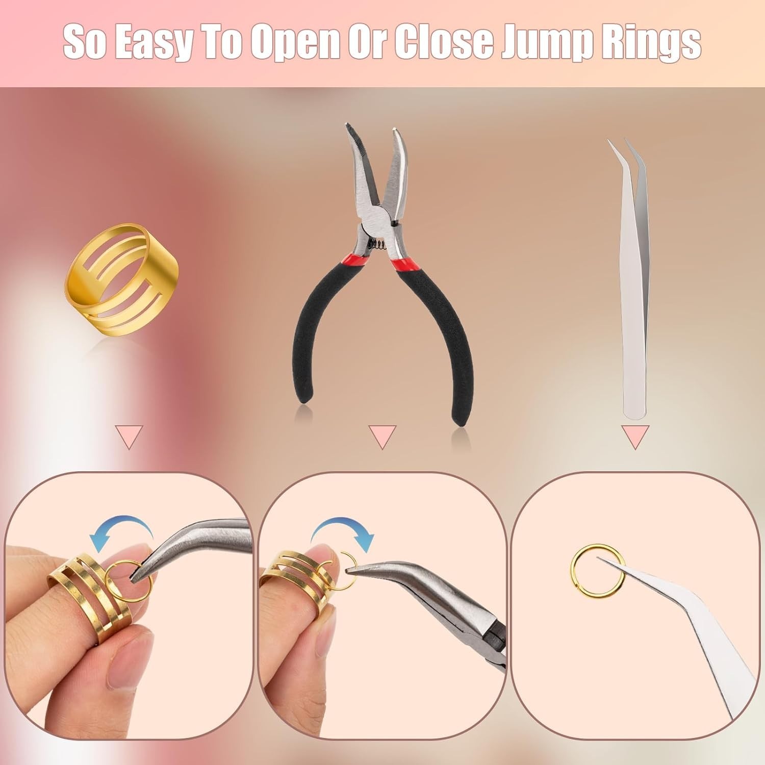 1200 Pcs Jump Rings for Jewelry Making Supplies, Necklace Repair Kit with Open/C