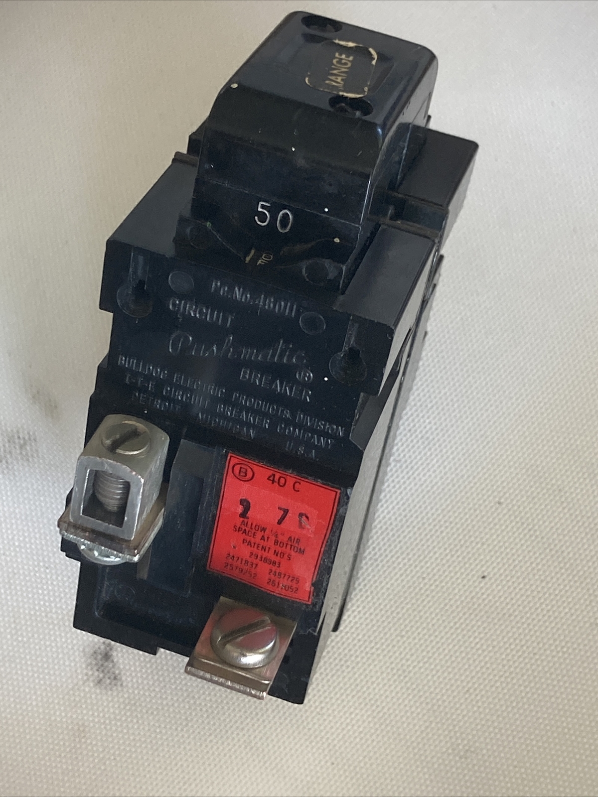 Pushmatic P250 NI Double Pole, Two Pole 50 Amp Circuit Breaker 120/240V