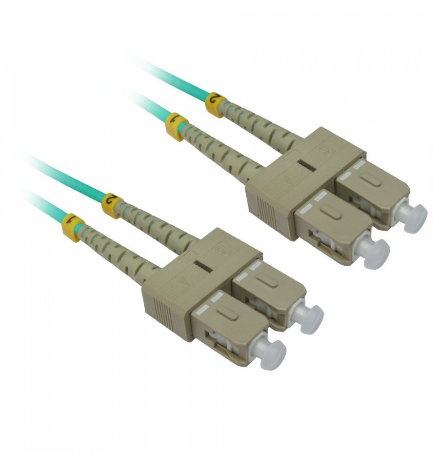 1m SC-SC Duplex 50/125 OM4 Multimode 100GB Fiber Patch Cable Aqua Optic 3FT