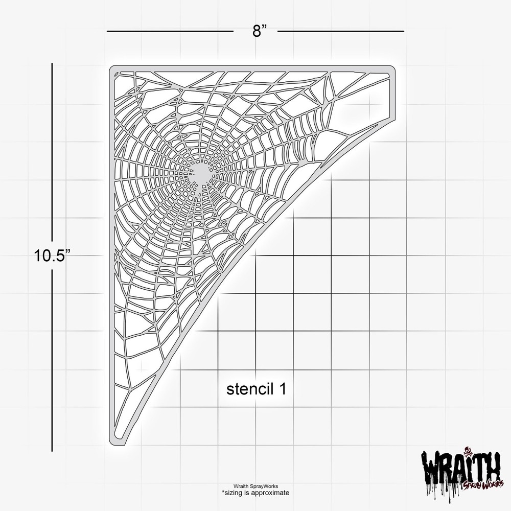Corner Spiderwebs - Reusable Airbrush Stencil Template