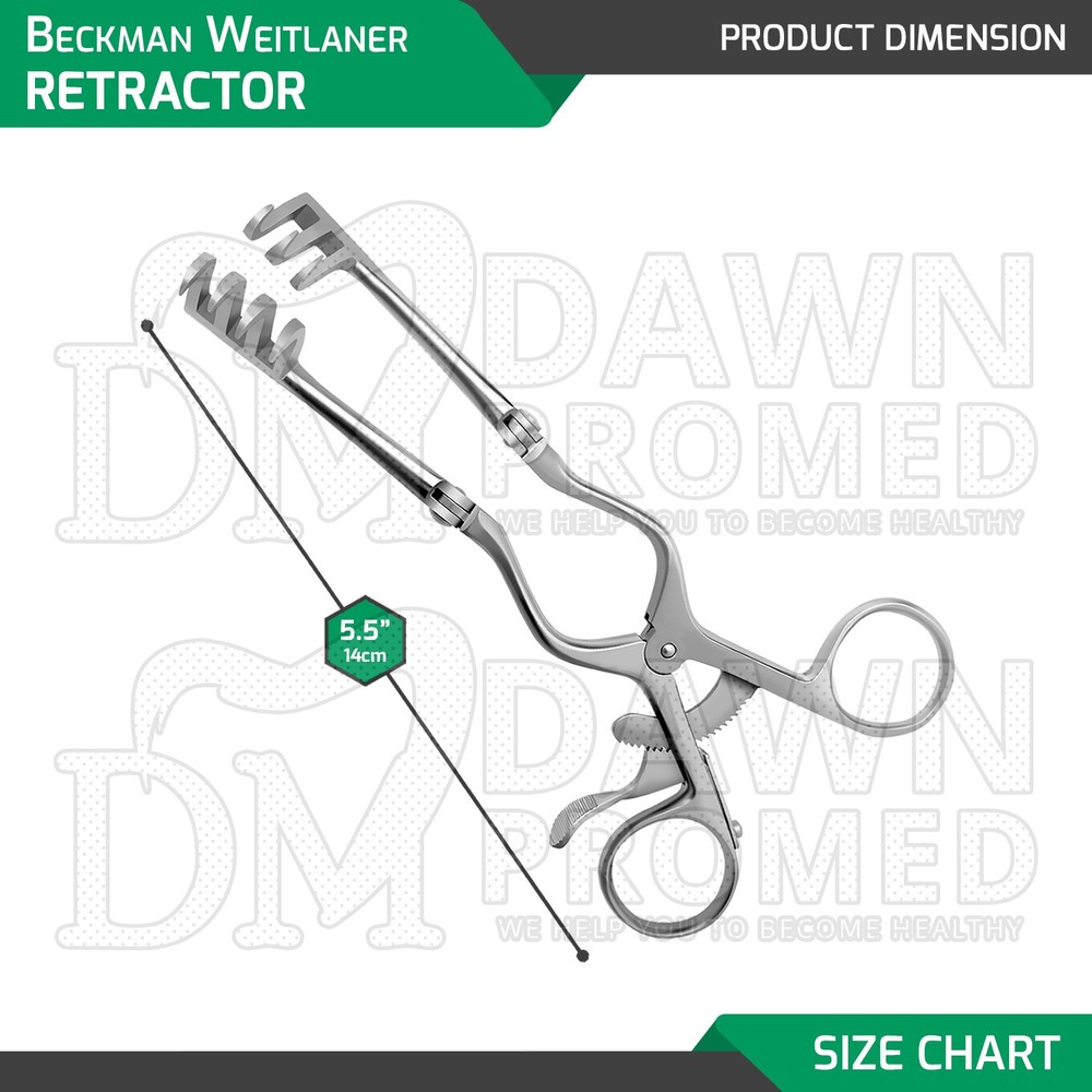 Beckman Weitlaner Retractor 5.5" 3x4 Sharp Hinged Blades Surgical German Grade