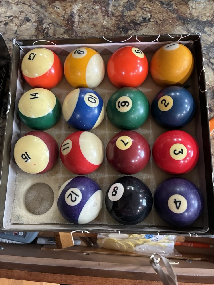 Professional Pool Balls In Box ONE MISSING