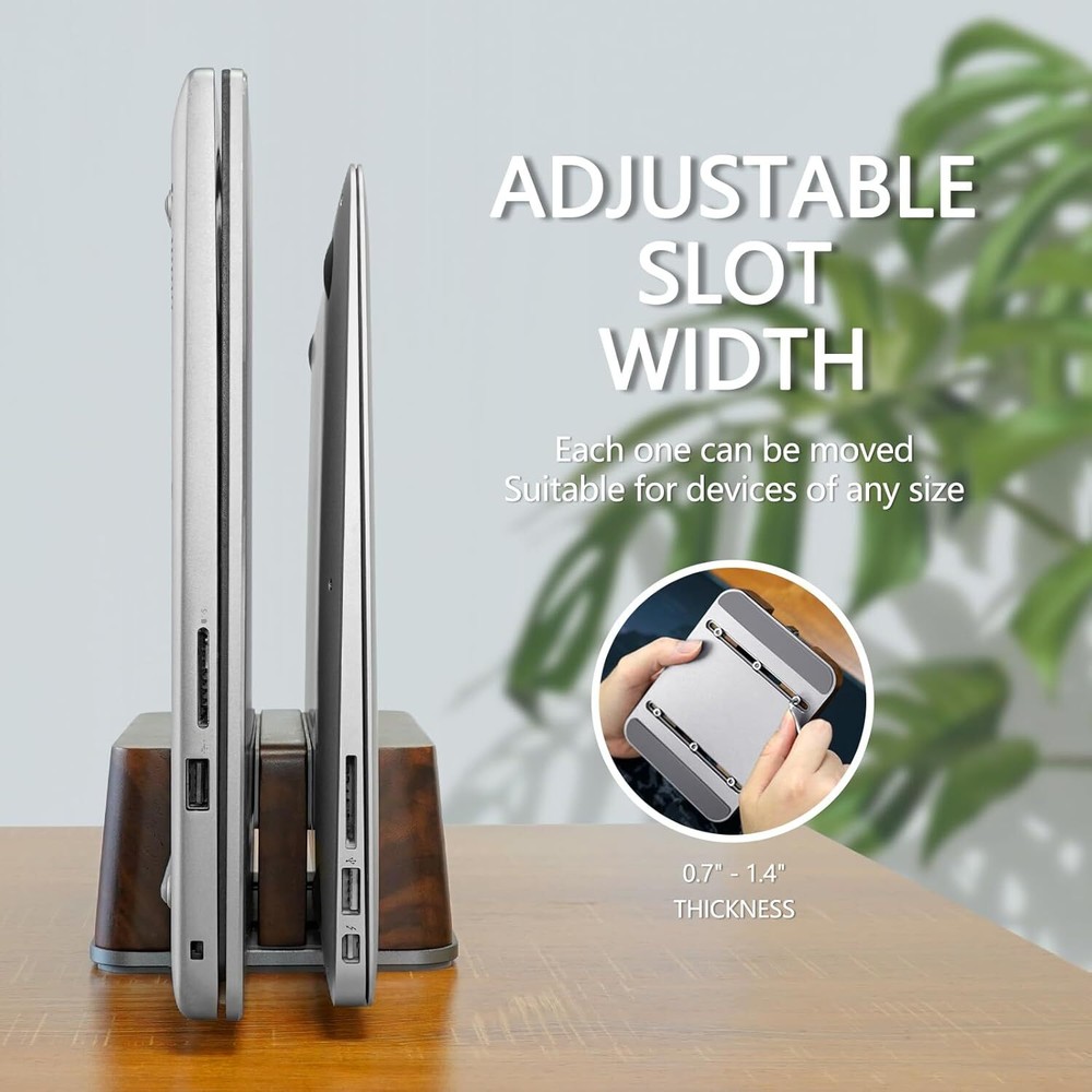 Vertical Laptop Stand for Desk - Holder MacBook and Solid Walnut