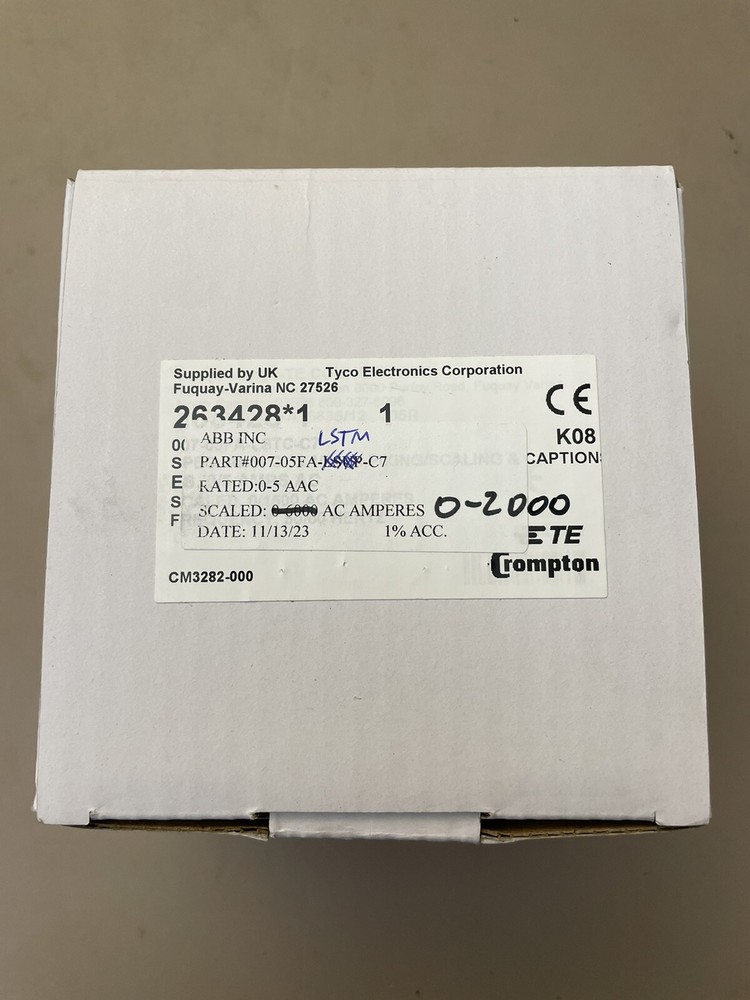CROMPTON / TE Connectivity 007-05FA-LSTM-C7 Ammeter / New Open Box