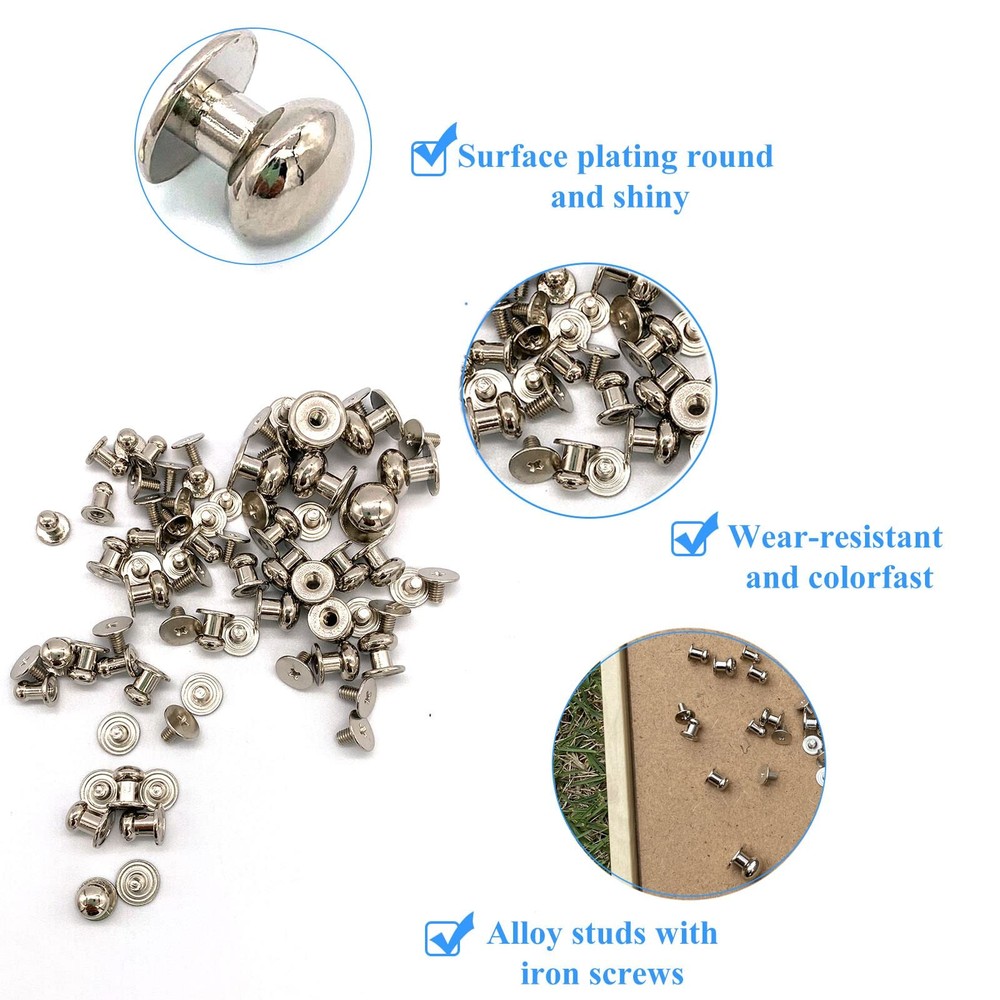 36 Pack 4 Sizes Silver Round Phillips Head Button Stud Screws(Round Head Diam...