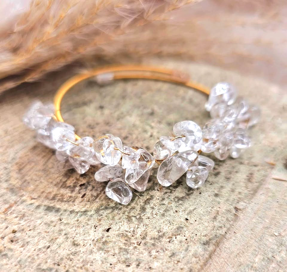 Nature Crystal Chips Flowers Bangle
