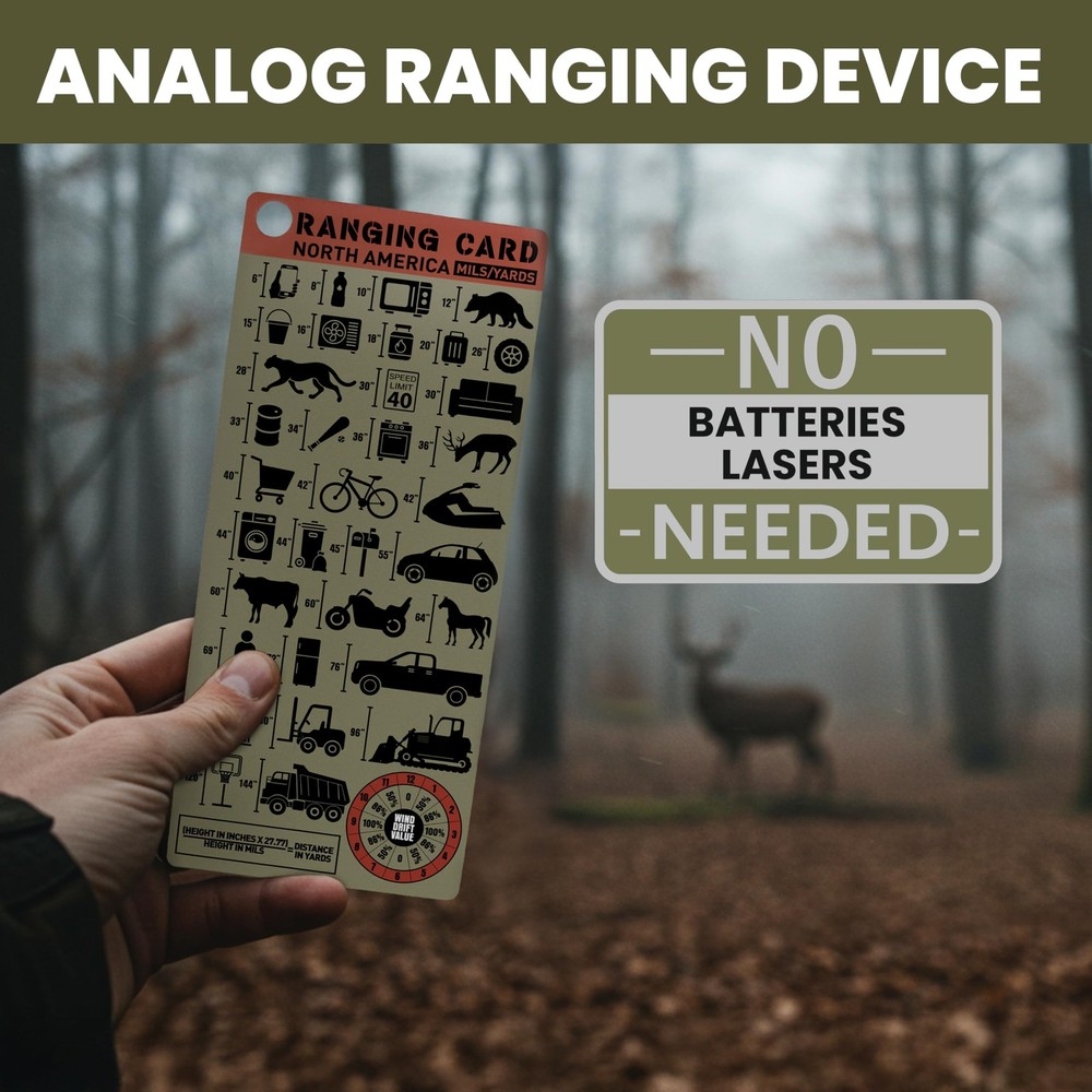 Range Card for Shooting in Mils with Clip- Ranging Long Green