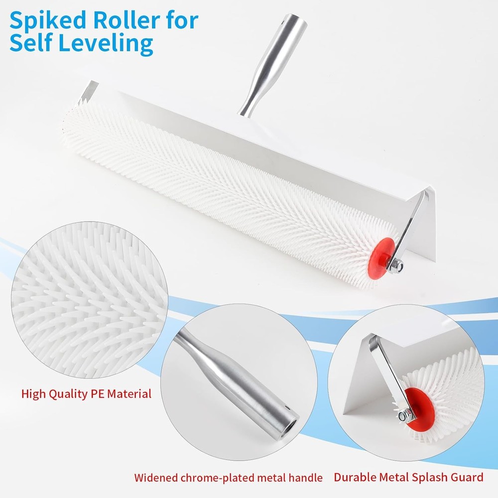 Self-Leveling Epoxy Floor Tool Kit with 20" Spiked Roller, 22" Squeegee, 9" Bubb