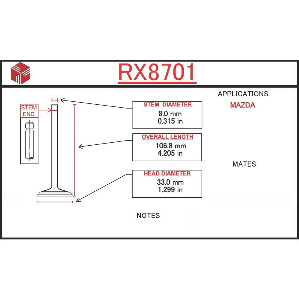 ITM Engine Components RX8701 Engine Exhaust Valve