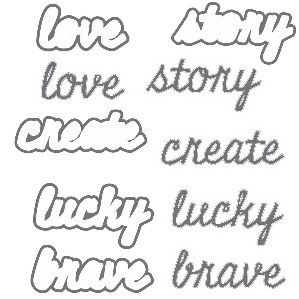 Sizzix Thinlits Shadow Script #1 #662684 10pk set Retail $17.99 design Tim Holtz