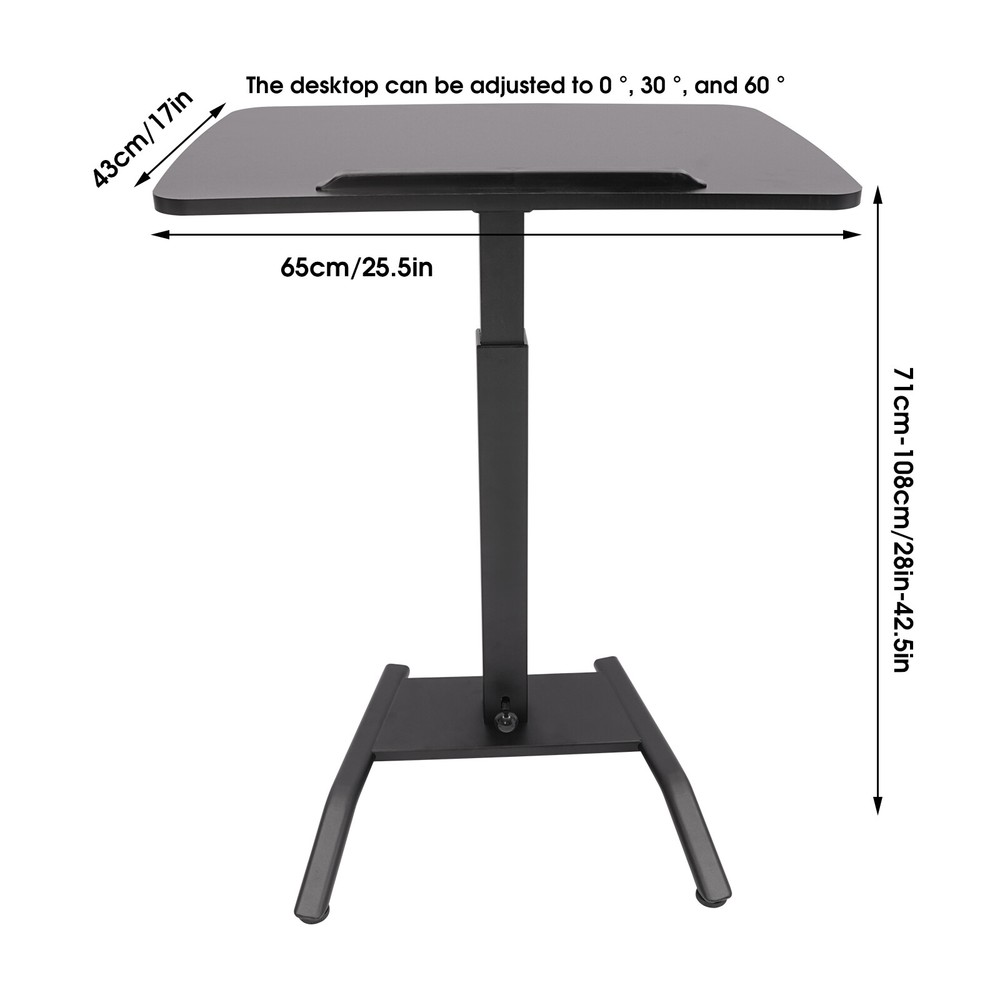 Rolling Desk Laptop Podium Desk Adjustable Standing Lifting Desk Computer Table