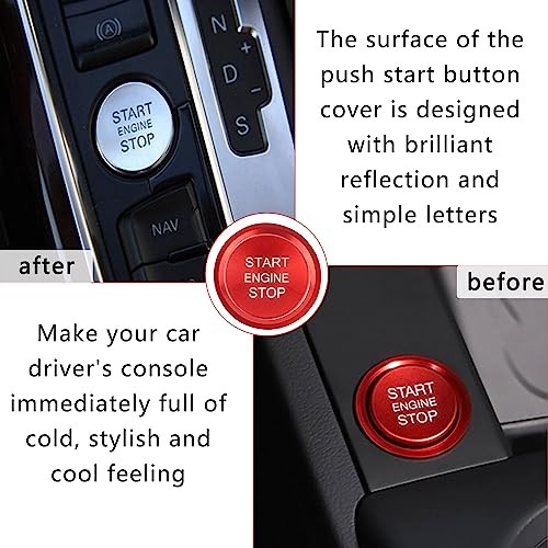 Car Push Start Button Cover Compatible with Audi,Aluminum Engine Start Stop Red