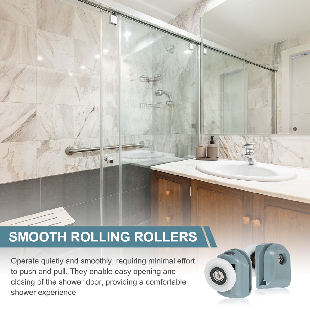 2Pcs 25mm Single Shower Door Rollers Plastic Top Wheels Pulleys Guide Grey