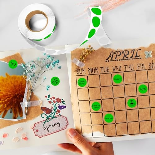3/4" Colored Dot Stickers Round Labels, 4 Rolls 3/4" 4 Rolls-4000PCS Green