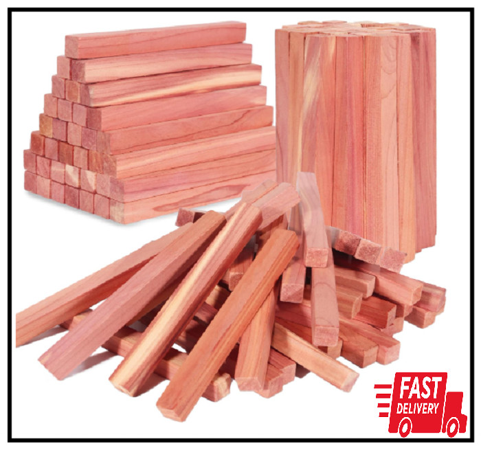 50PCS Cedar Sticks, 100% Aromatic Red Cedar Blocks for Closet Storage, Wardrobe,