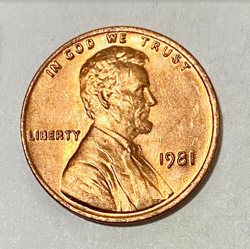 ONE CENT LINCOLN PENNY 1981 RARE ,NO MINT MARK ERROR.