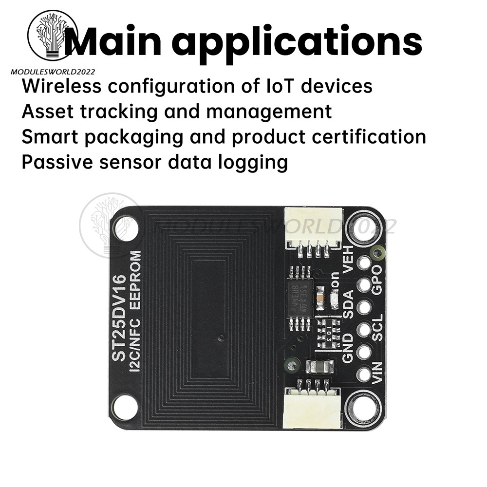ST25DV16K I2C RFID Dynamic Tag Module Compatible with STEMMA QT/Qwiic Interface