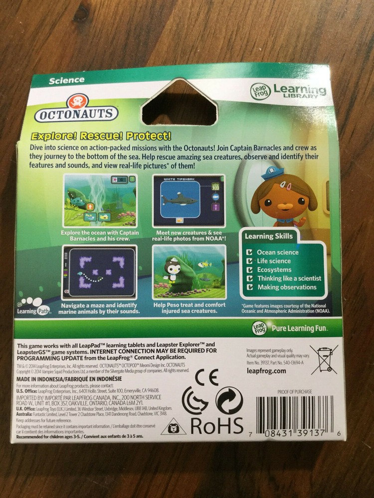 Leapfrog Explorer - LeapPad Learning Game - Octonauts - Science - New - Sealed