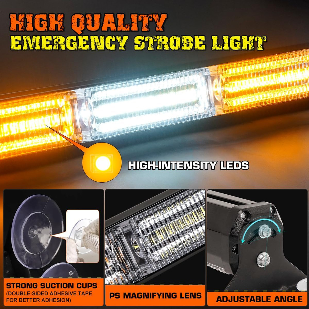 2X17.7 Traffic Advisor Light Bar W/Digital Display Controller Windshield LED Eme