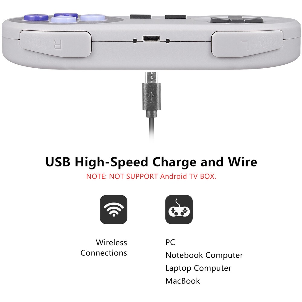 2.4Ghz Wireless SNES Controller Gamepad for Super SNES/ SFC Windows PC MAC OS