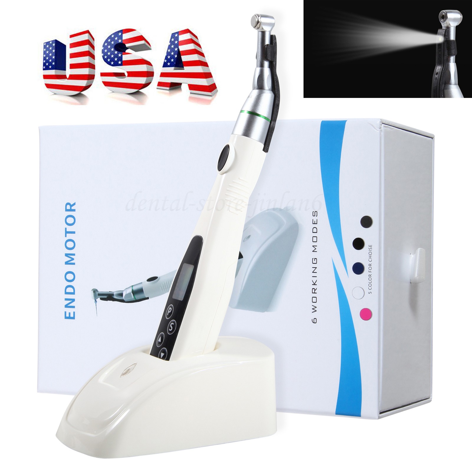 Dental Cordless LED Endo Motor 16:1 Contra Angle/Apex Locator Root Canal Finder
