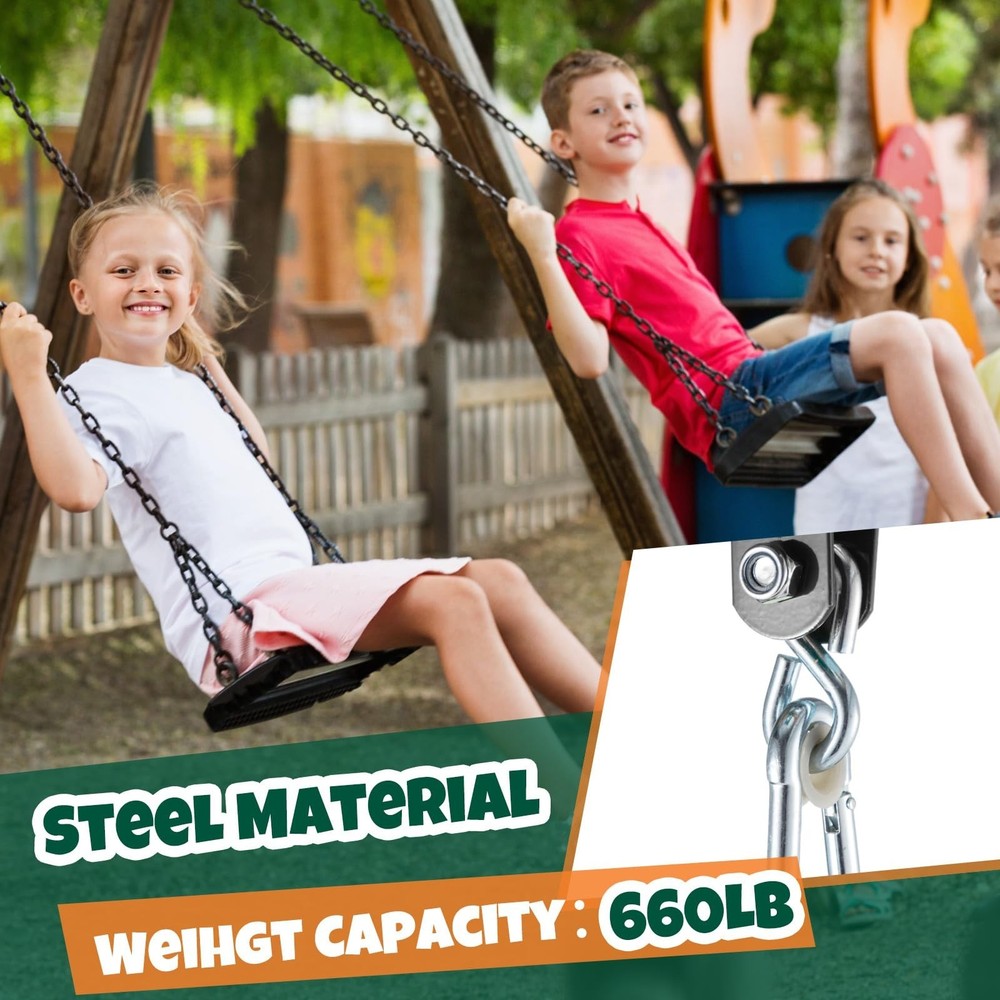 Dunzy 4 Pcs Metal Swing Set Accessories Includes Snap Hooks Brackets Attachme...