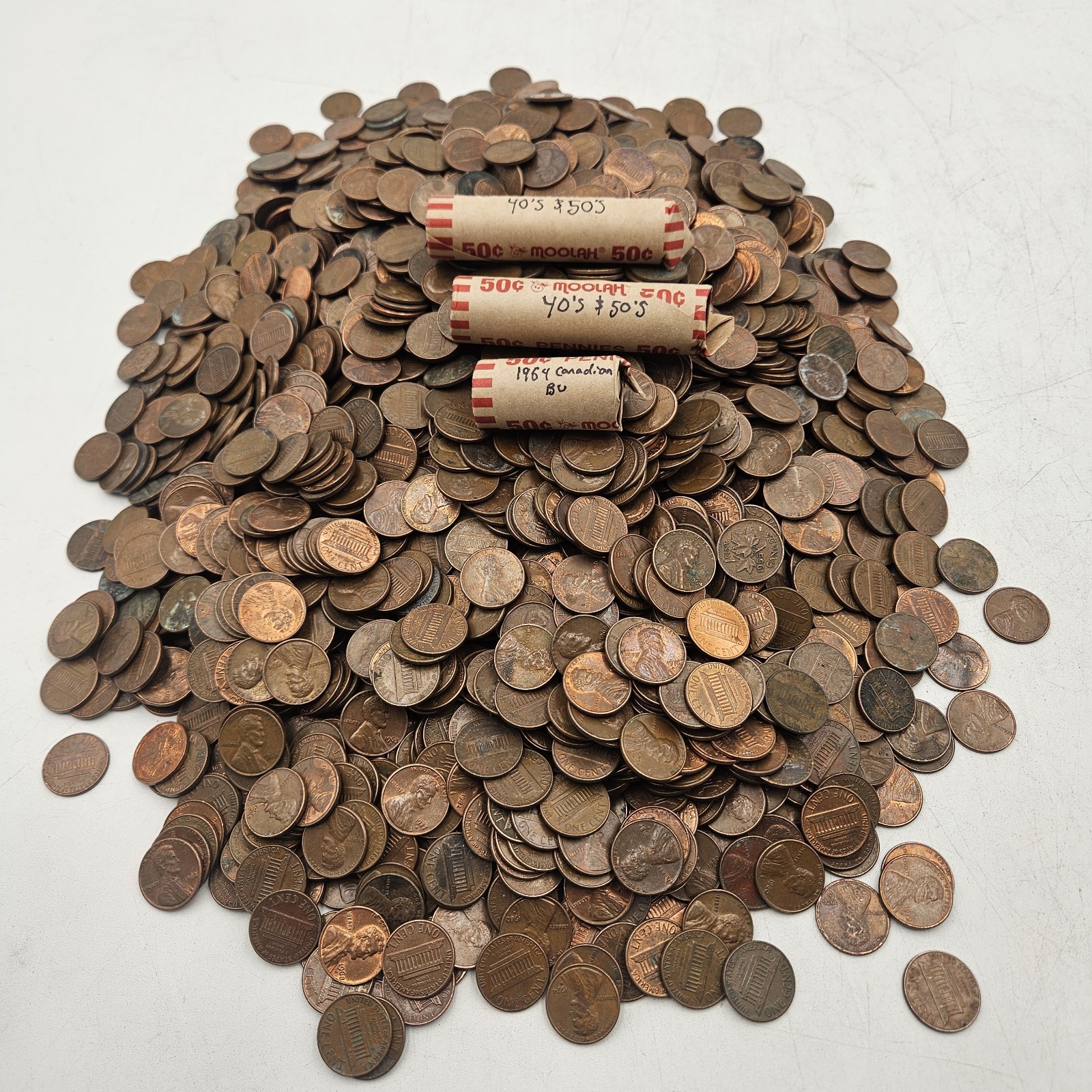 2.5k 95% COPPER PENNIES 1959-1982 17 LB Bulk Bullion Lot Includes 100x Wheats