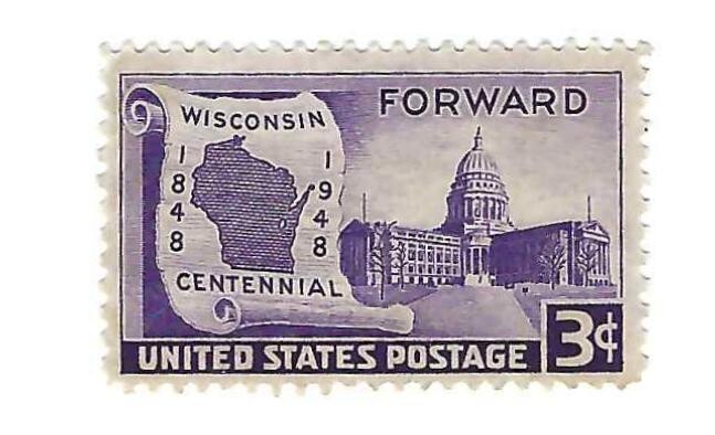 STAMP US SCOTT 957 "Wisconsin & State Capitol" 3 CENT 1948 MNG