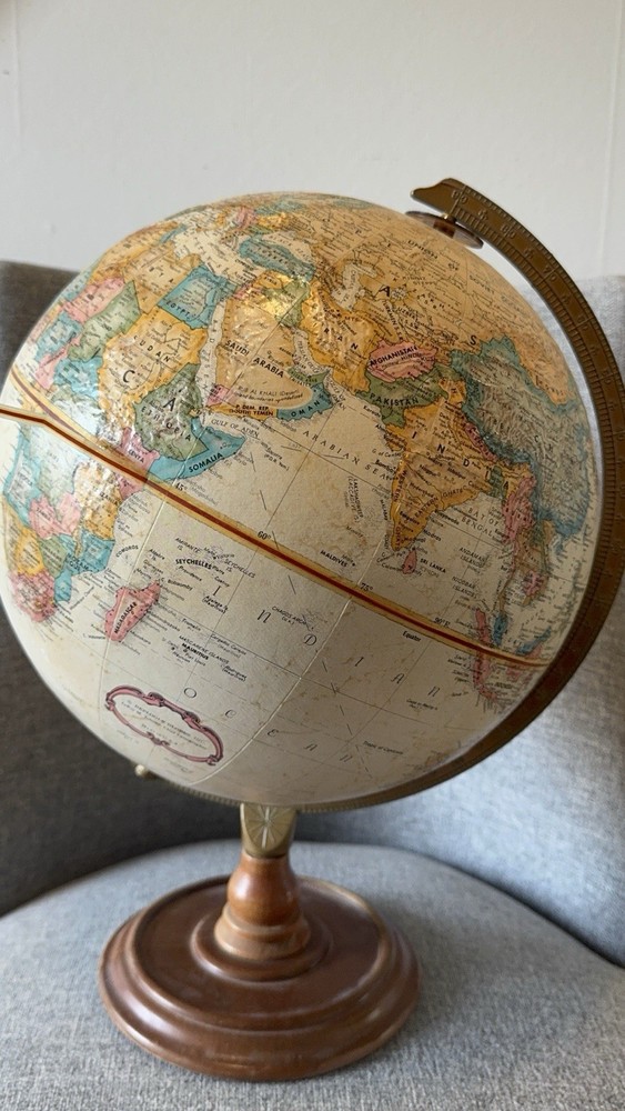 Vintage Replogle 12" Globe USSR Raised Relief Cold War World Classic Tolman