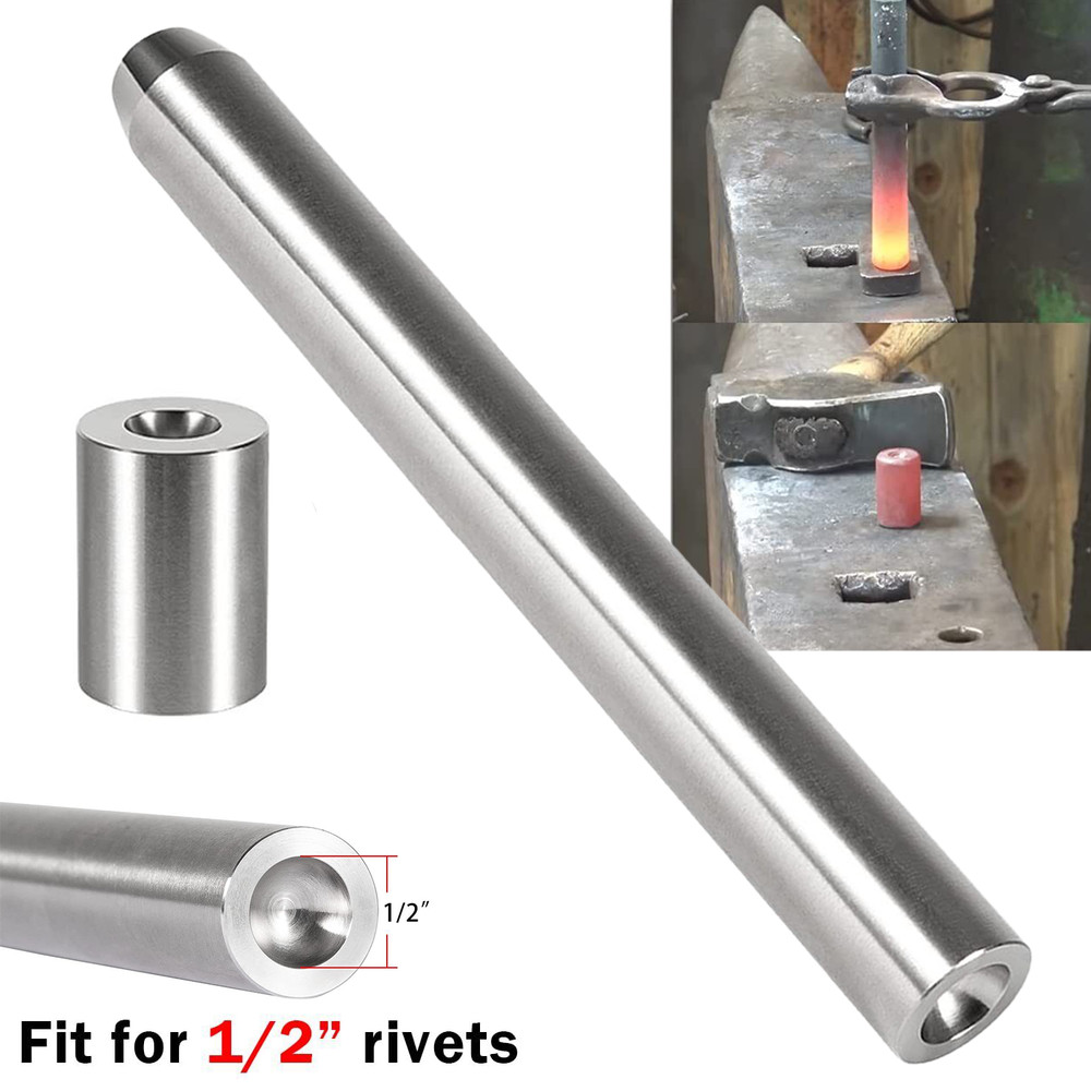 Blacksmith Rivet Doming Tool Set Top & Bottom 1/4" Blacksmithing Forging Tools