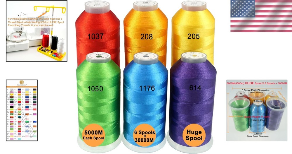Ideal Weight & Length Polyester Embroidery Thread - 6 Pack